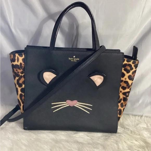 Kate Spade Run Wild Leopard Hayden Satchel Shoulder Bag Animal Calfhair Sides - Picture 3 of 10